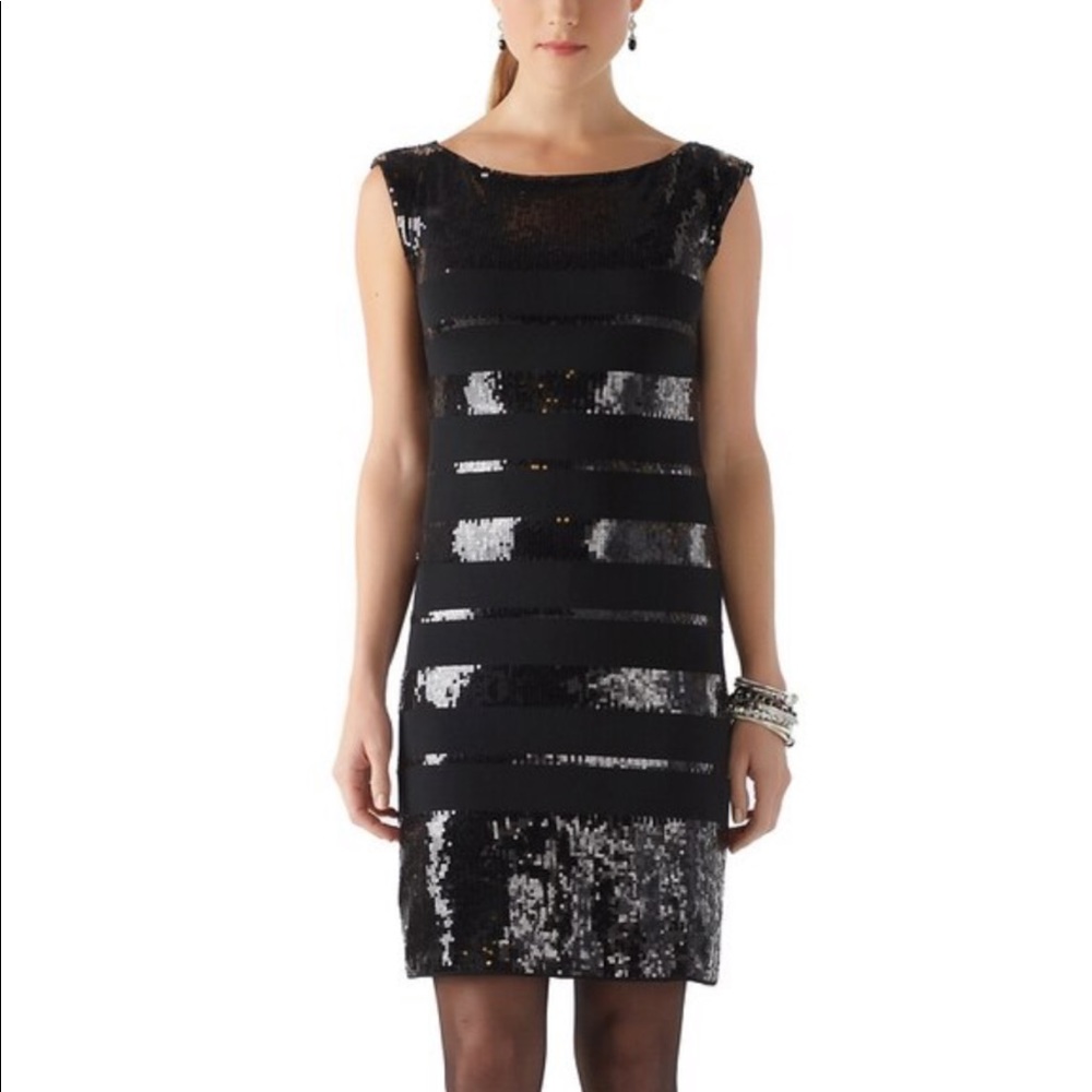 NWT WHBM Sequin Stripe LBD - Sz S